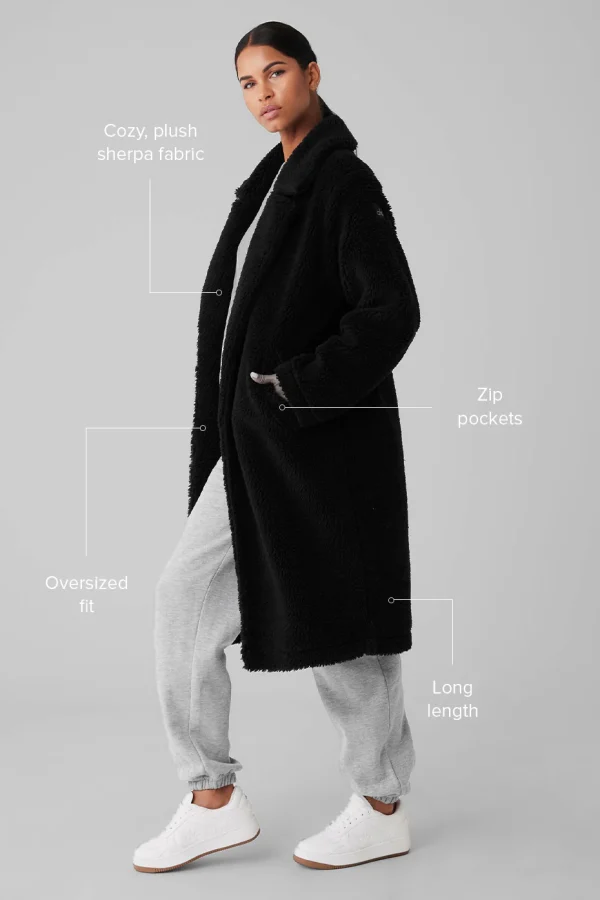 Oversized Sherpa Trench - Black