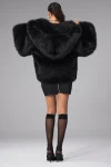 Opulent Faux Fur Statement Jacket - Black