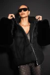 La Premiere Opulent Faux Fur Stunner Jacket - Black/Black