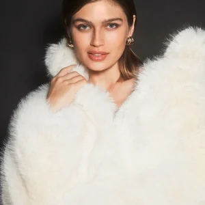 Opulent Faux Fur Cropped Jacket - Ivory