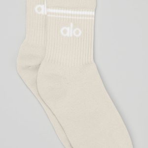 Unisex Half-Crew Throwback Sock - Bone/White