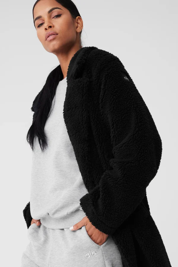Oversized Sherpa Trench - Black