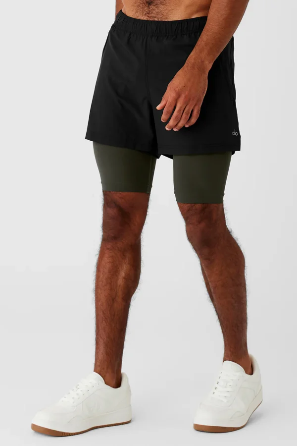5 Revival 2-in-1 Short - Black/Stealth Green