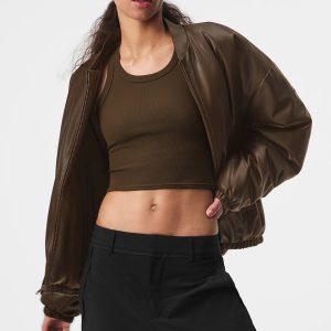 Faux Leather Premier Bomber ?C Espresso