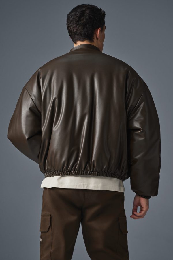 Faux Leather Premier Bomber – Espresso
