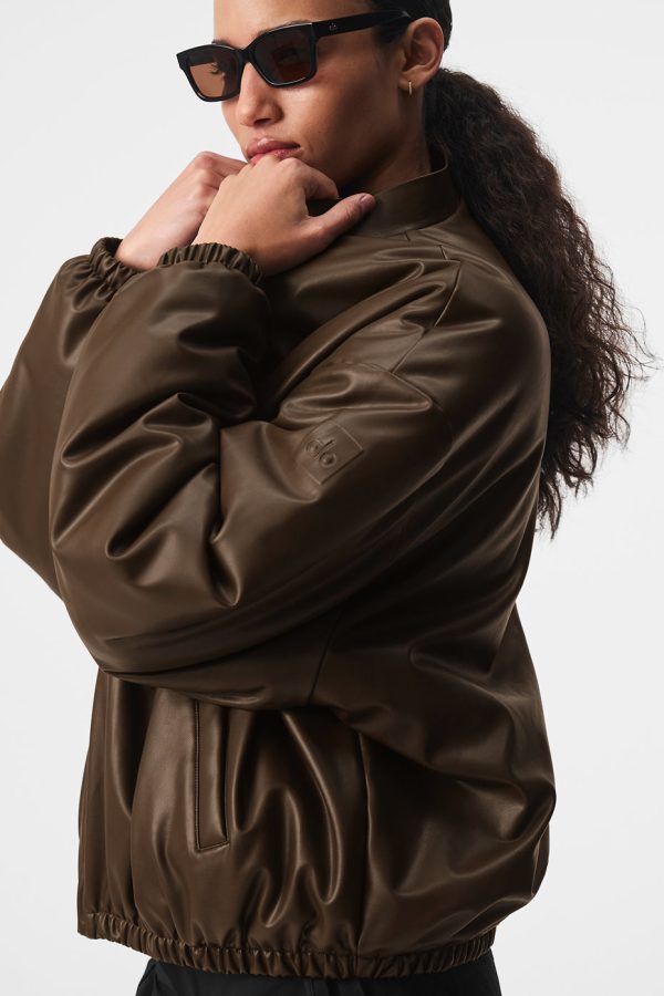 Faux Leather Premier Bomber ?C Espresso