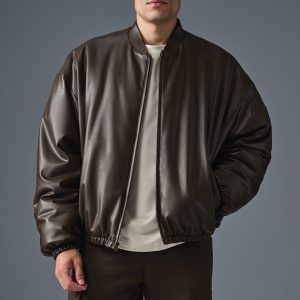 Faux Leather Premier Bomber – Espresso