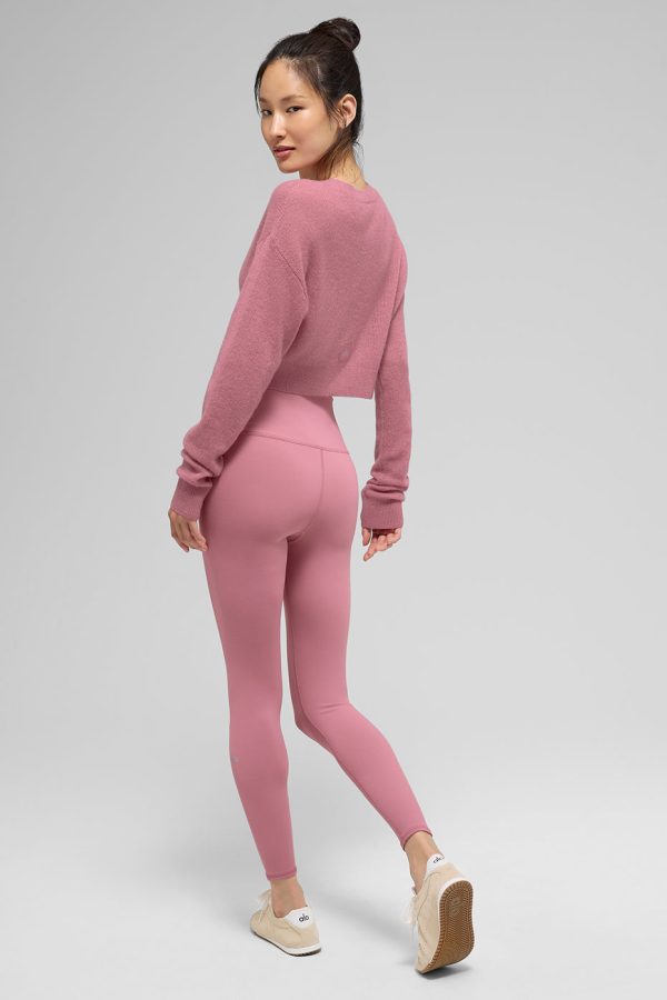 Sheer Cashmere Cropped Cardigan – Pink Wild Rose