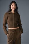Scholar Knit Cropped Full Zip Jacket ?C Espresso