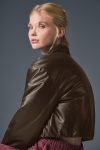 Faux Leather Cropped Premier Bomber ?C Espresso