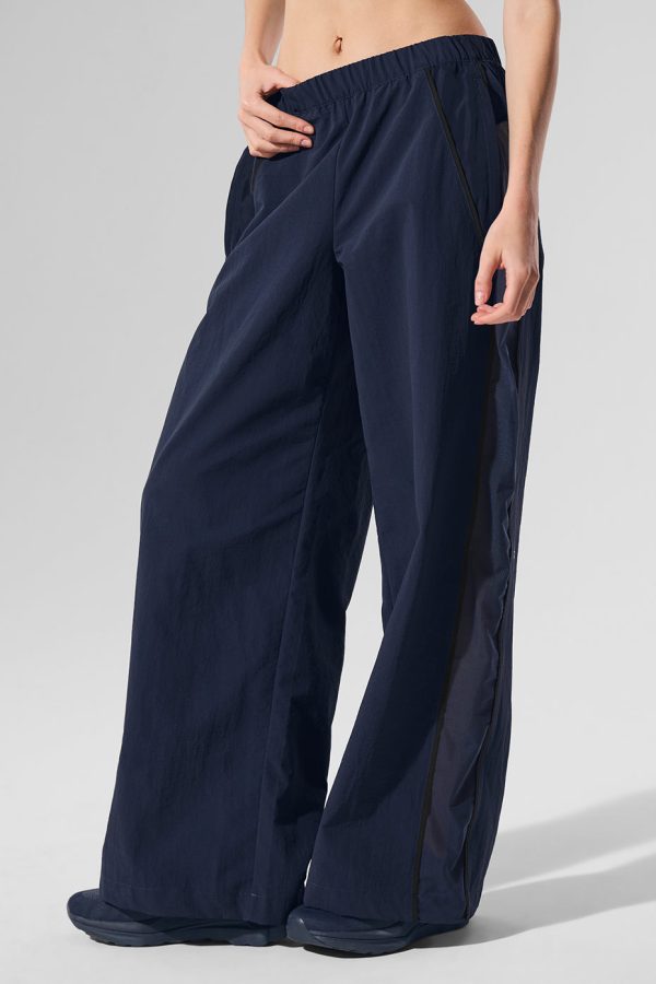 High-Waist Origin Wide Leg Track Pant ?C Navy/Black