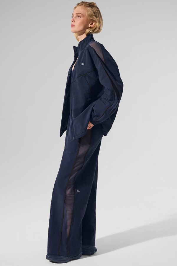 High-Waist Origin Wide Leg Track Pant ?C Navy/Black