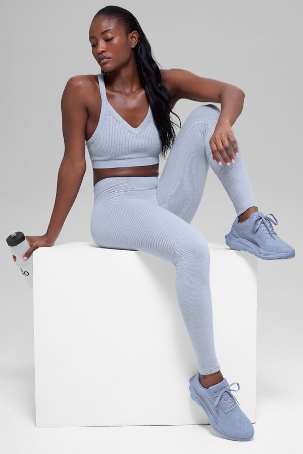 Seamless High-Waist Two Tone Rib Legging ?C Winter Frost Heather