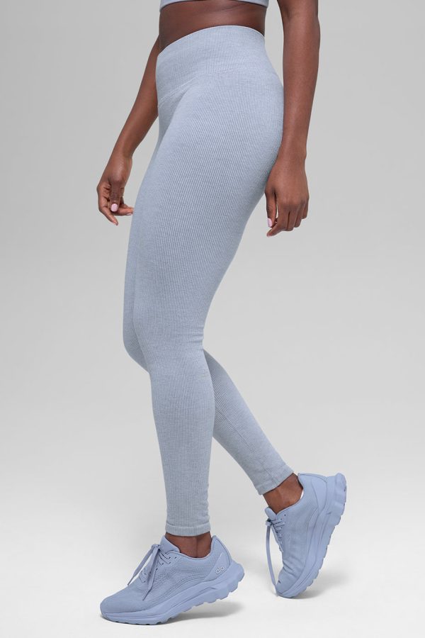 Seamless High-Waist Two Tone Rib Legging ?C Winter Frost Heather