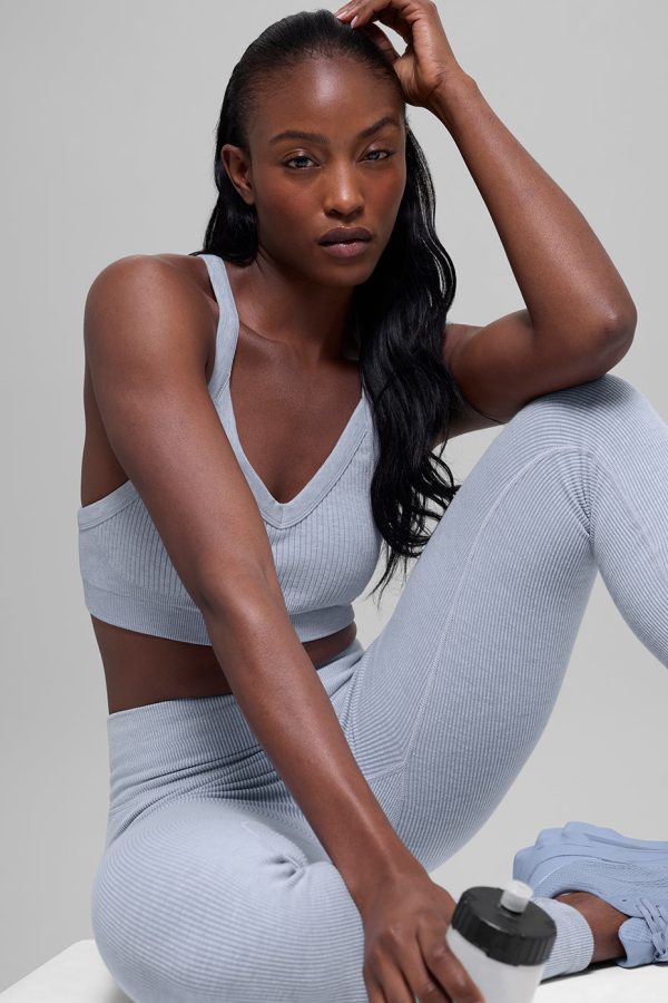 Seamless Two Tone Rib Bra ?C Winter Frost Heather