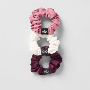 Fresh Mini Scrunchie (3-Pack) – Burgundy/Pink Wild Rose/Ivory