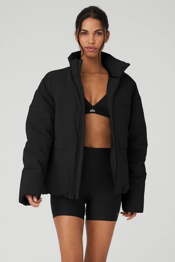 Stretch Woven Street Puffer ?C Black