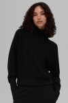 Waffle Weekend Escape Mock Neck Long Sleeve ?C Black
