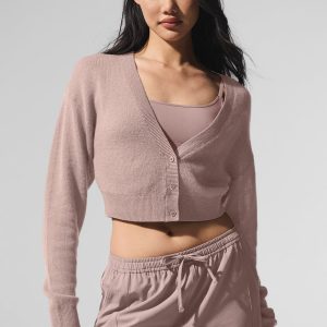 Sheer Cashmere Cropped Cardigan ?C Taupe
