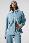 Ribbed Velour Mountain Side Shacket ?C Celestial Blue