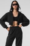 Polar Fleece Cropped Wintry Mix Jacket ?C Black