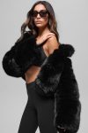 Opulent Faux Fur Cropped Jacket ?C Black