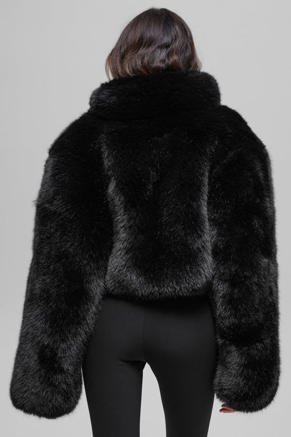 Opulent Faux Fur Cropped Jacket ?C Black