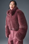 Opulent Faux Fur Cropped Jacket ?C Burgundy Truffle