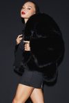 Opulent Faux Fur Statement Jacket ?C Black