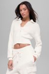 Scholar Knit Cropped Full Zip Jacket ?C Ivory