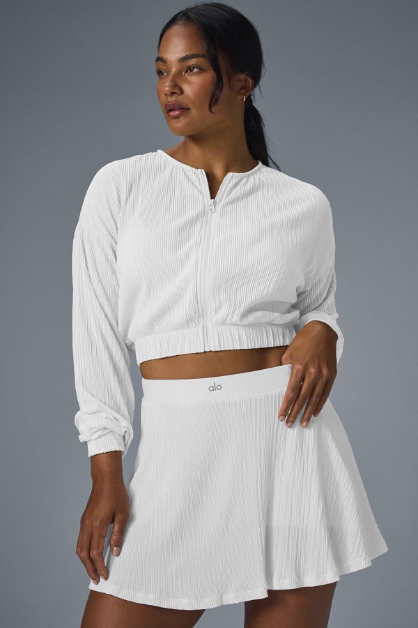 Cropped Micro Plisse Jacket ?C White