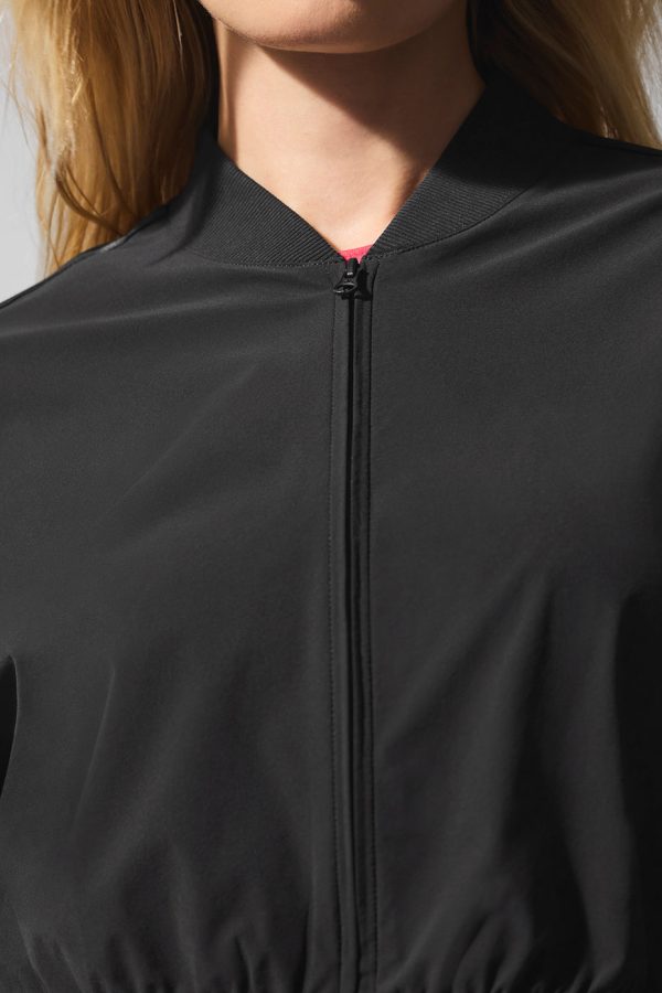 Cropped Breezy Full-Zip Cover Up ?C Black
