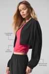 Cropped Breezy Full-Zip Cover Up ?C Black
