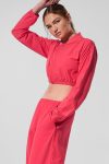 Cropped Breezy Full-Zip Cover Up ?C Candy Red