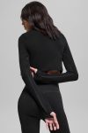 Seamless Two Tone Rib Jacket ?C Black
