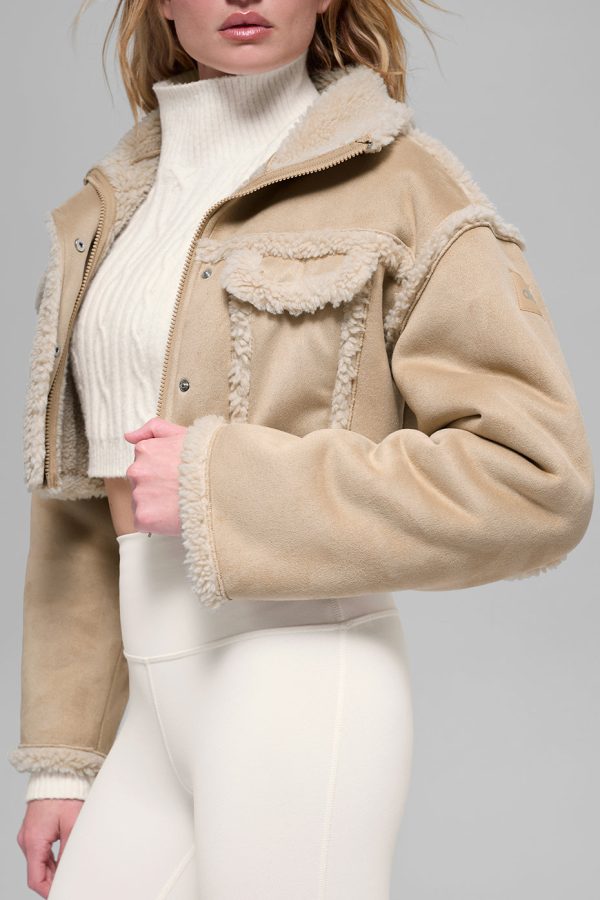 Faux Shearling Snowfall Cropped Jacket ?C Woodland Tan