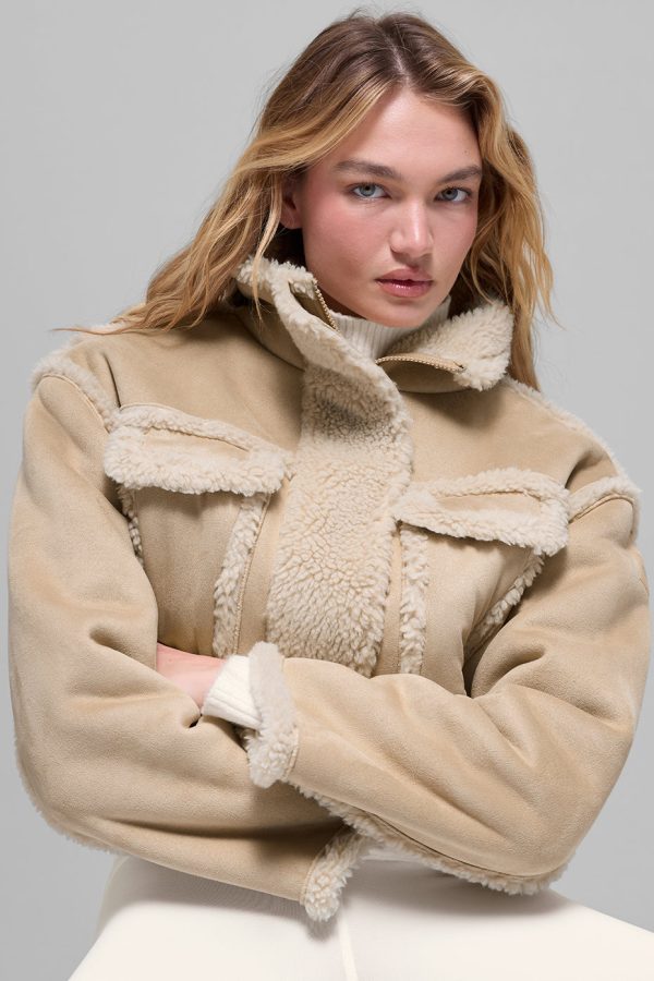 Faux Shearling Snowfall Cropped Jacket ?C Woodland Tan