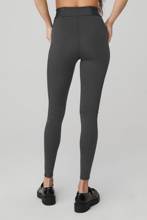 Pinstripe Jacquard Extreme High-Waist Legging ?C Anthracite/Black