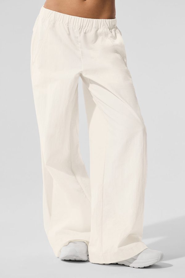 High-Waist Origin Wide Leg Track Pant ?C Ivory
