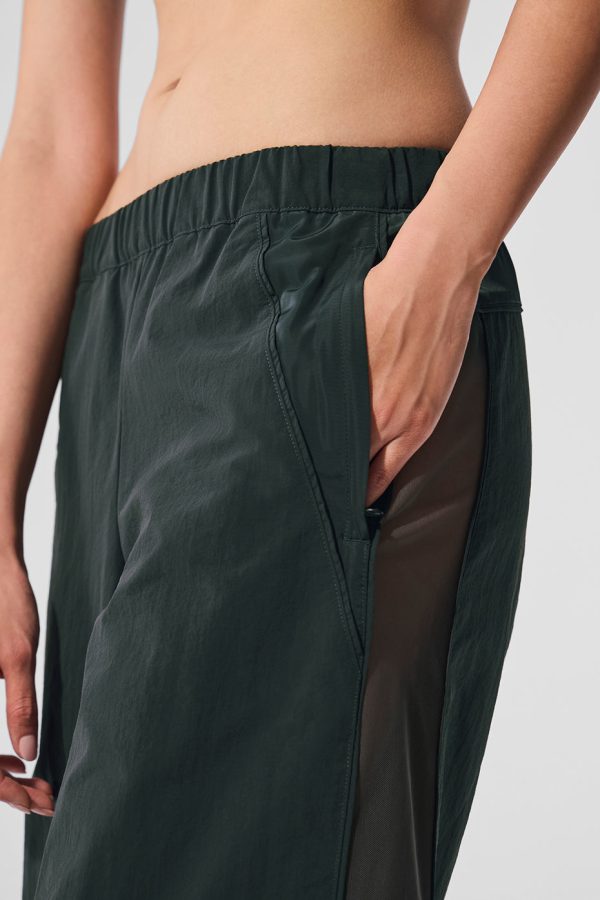 High-Waist Origin Wide Leg Track Pant ?C Charcoal Green