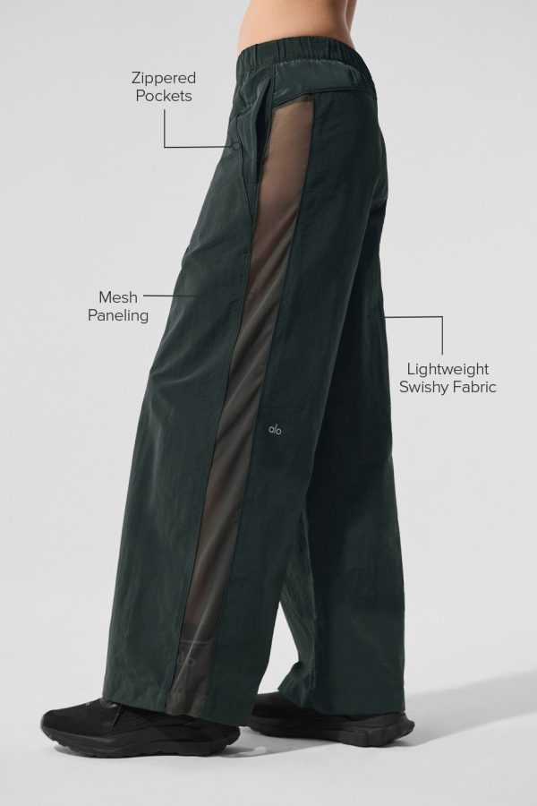 High-Waist Origin Wide Leg Track Pant ?C Charcoal Green