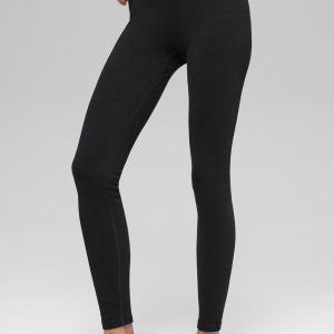 Seamless High-Waist Two Tone Rib Legging ?C Black