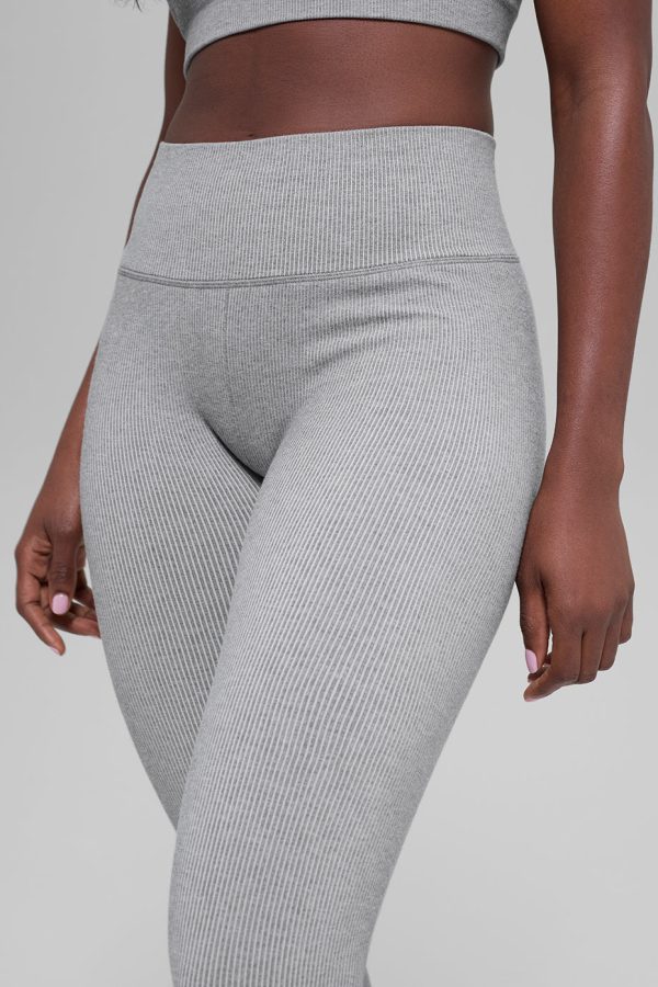 Seamless High-Waist Two Tone Rib Legging ?C Light Misty Grey Heather
