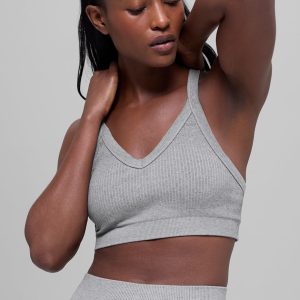 Seamless Two Tone Rib Bra ?C Light Misty Grey Heather